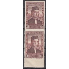 España Variedades 1930 Edifil 553spv ** Mnh - Pareja vertical sin dentar por enmedio