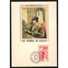Francia - Carta Postal - Yvert 1697 seda - general de gaulle - Perpignan