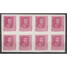 España Variedades 1938 Edifil 844 Aech ** Mnh CMS color cambiado lila carminado Bloque de 8 sellos sin dentar