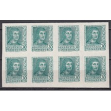 España Variedades 1938 Edifil 844 Aecg ** Mnh color cambiado CMS Azul Verdoso - Bloque de 8 sellos
