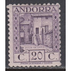 Andorra Española Sueltos 1931 Edifil 19d dentado 11½ ** Mnh