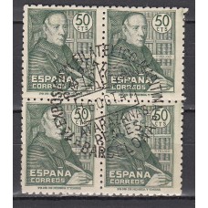 España Estado Español 1947 Edifil 1011 usado Bloque de cuatro sellos