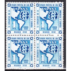 España II Centenario Correo 1951 Edifil 1091 ** Mnh Bloque de cuatro sellos