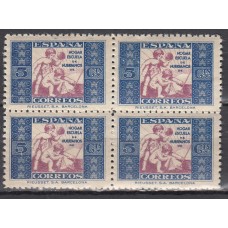 España Beneficencia 1934 Edifil 1 ** Mnh Bloque de cuatro sellos