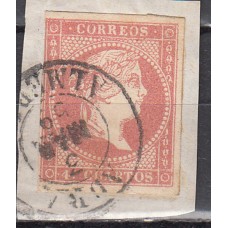 Matasellos y marcas de 4 cuartos Fechador 1856 Edifil 48 Adra (Almeria) Tipo I