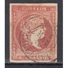 Matasellos y marcas de 4 cuartos Fechador 1856 Edifil 48 Mataro (Barcelona) Tipo II