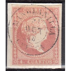 Matasellos y marcas de 4 cuartos Fechador 1856 Edifil 48 Minglanilla (Cuenca) Tipo II
