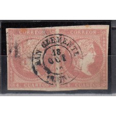 Matasellos y marcas de 4 cuartos Fechador 1856 Edifil 48 San Clemente (Cuenca ) Pareja Tipo II