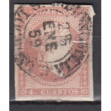 Maatasellos y marcas de 4 cuartos Fechador 1856 Edifil 48 Stº Domingo de la C. (Logroño) Tipo I