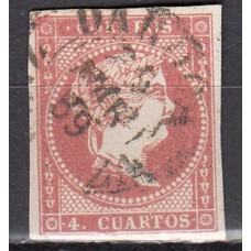 Matasellos y marcas de 4 cuartos Fechador 1856 Edifil 48 Daroca (Zaragoza) Tipo I
