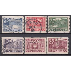 Suecia - Correo 1935 Yvert 229/34 usado Parlamento