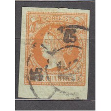 Matasellos y marcas de 4 cuartos Rueda de carreta 1860 Edifil 52 nº 45 Soria