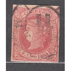 Matasellos y marcas de 4 cuartos Rueda de carreta 1864 Edifil 64 nº 11 Murcia