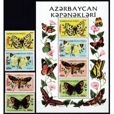 Azerbaijan - Correo Yvert 511/14 + Hoja 60 ** Mnh Fauna -Mariposas