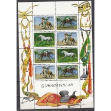 Uzbekistan Correo Yvert 143/45 en Mini Hojita ** Mnh Caballos - Fauna