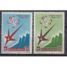 San Marino Correo 1958 Yvert 447/48 (*) Mng Exposición de Bruselas