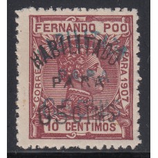 Fernando Poo Variedades 1908 Edifil 167Chha ** Mnh Sobrecarga doble
