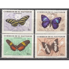 Salvador Correo 1968 Yvert 737/40 * Mh 740 (*) Mng Fauna - Mariposas