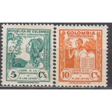 Colombia Aereo 1949 Yvert 173/74 ** Mnh Nueva Constitución