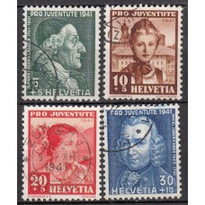 Suiza - Correo 1941 Yvert 371/4 usado Personajes