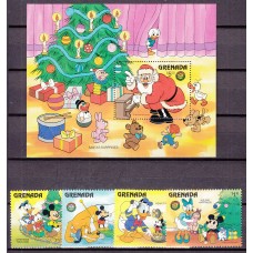 Grenada Correo 1986 Yvert 1357/60+H,158 ** Mnh Walt Disney - Navidad