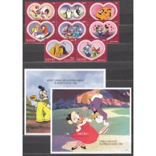 Nevis Correo Yvert 819/26+H,88/89 ** Mnh Walt Disney - San Valentin