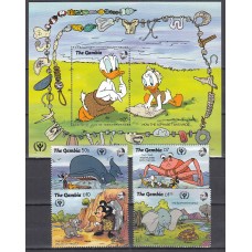 Gambia - Correo 1991 Yvert 1031/4+H.113 ** Mnh Walt Disney