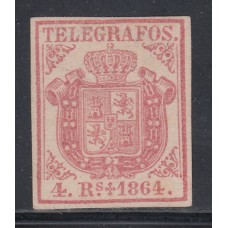 España Telégrafos 1864 Edifil 2 * Mh  punto claro