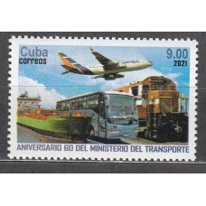 Cuba Correo 2021 Yvert 5996 ** Mnh 60 Aniversario del Ministerio de Transporte - Avión - Tren