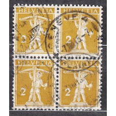 Suiza Correo 1910 Yvert 134 usado Bloque de 4