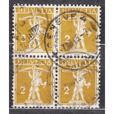 Suiza Correo 1910 Yvert 134 usado Bloque de 4