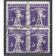 Suiza Correo 1910 Yvert 135 usado Bloque de 4