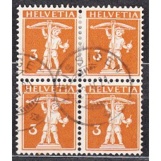 Suiza Correo 1917 Yvert 158 usado Bloque de 4
