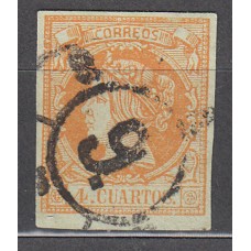 Matasellos y marcas de 4 cuartos Rueda de carreta 1860 Edifil 52 nº 9 Alicante