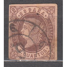 Matasellos y marcas de 4 cuartos Rueda de carreta 1862 Edifil 58 nº06 Malaga