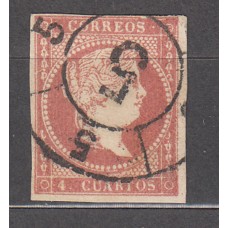 Matasellos y marcas de 4 cuartos Rueda de carreta 1856 Edifil 48 nº 5 Granada