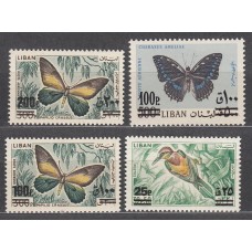 Libano Correo Yvert 554/57 ** Mnh Fauna - Mariposas - Aves