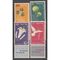 Israel Correo 1952 Yvert 58/61 * Mh c/Bandeleta - Flores