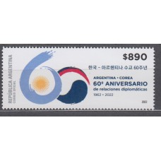Argentina Correo 2022 Yvert 3289 ** Mnh Relaciones Diplomaticas con Corea