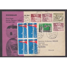 Suiza Cartas Yvert 536 - Matasello especial Zurich Llegada a Japon 1957