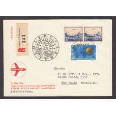 Suiza Cartas Yvert A248 Y 547 Primer vuelo en Sao Paulo 1954