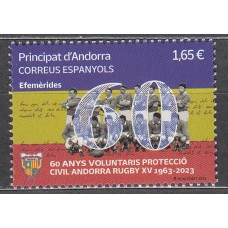 Andorra Española Correo 2023 Edifil 538 ** Mnh 60 aniversari VPC Andorra - Rugby - Deportes