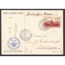 Suiza Cartas Yvert Aereo 35 - Postal Benefica 1943 Aviones