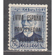 Locales Patrióticos Pontevedra 1936 Edifil 14hcc ** Mnh Sobrecarga Negra