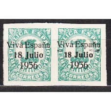 Locales Patriótios Santa Cruz de Tenerife 1937 Edifil 37a ** Pareja con un sello J de Julio mas corta