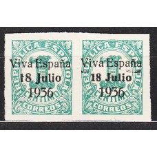 Locales Patriótios Santa Cruz de Tenerife 1937 Edifil 37a ** Pareja con un sello J de Julio mas corta