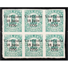 Locales Patriótios Santa Cruz de Tenerife 1937 Edifil 37he ** Mnh Bloque de 6 sellos un sello 1939 en lugar de 1936