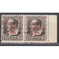 Locales Patriótios Santa Cruz de Tenerife 1937 Edifil 40hphi ** Mnh Pareja horizontal un sello con sobrecarga invertida