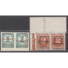 Locales Patrióticos Teruel 1937 Edifil 1hphi/2hphi ** Mnh Pareja horizontal un Sello Sobrecarga Invertida