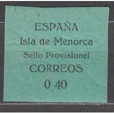 Menorca (Baleares) 1939 Sellos Provisionales Edifil 1heb ** Mnh 0,40 sin coma ni punto e en lugarde a (provisional) y primera R de Correos más estrecha